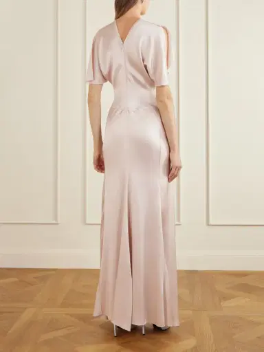 Victoria Beckham Isabella Ruched Satin Maxi Dress | Thumbnail 3 Victoria Beckham Isabella Ruched Satin Maxi Dress | Thumbnail 3