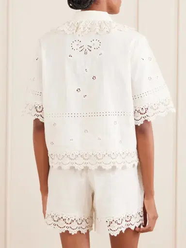 SKALL Talia Broderie Anglaise Cotton And Linen-blend Shirt | Thumbnail 3 SKALL Talia Broderie Anglaise Cotton And Linen-blend Shirt | Thumbnail 3