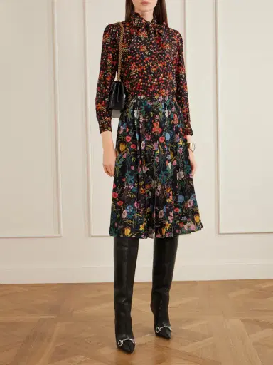 Gucci Pleated Printed Silk Skirt | Thumbnail 2 Gucci Pleated Printed Silk Skirt | Thumbnail 2