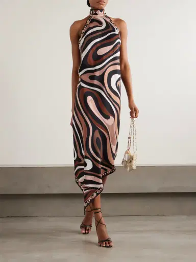 PUCCI Marmo Asymmetric Printed Silk-twill Halterneck Dress | Thumbnail 2 PUCCI Marmo Asymmetric Printed Silk-twill Halterneck Dress | Thumbnail 2