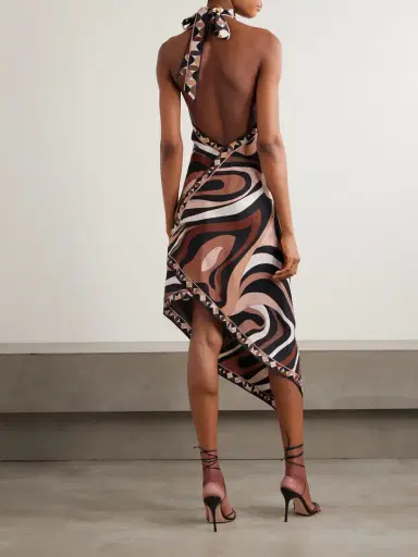 PUCCI Marmo Asymmetric Printed Silk-twill Halterneck Dress | Thumbnail 3 PUCCI Marmo Asymmetric Printed Silk-twill Halterneck Dress | Thumbnail 3