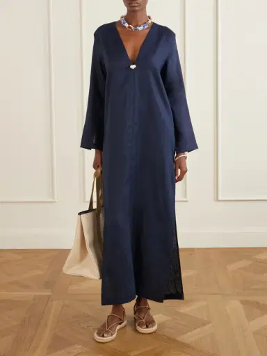 SARA CRISTINA Pearl-embellished Linen Kaftan | Thumbnail 2 SARA CRISTINA Pearl-embellished Linen Kaftan | Thumbnail 2