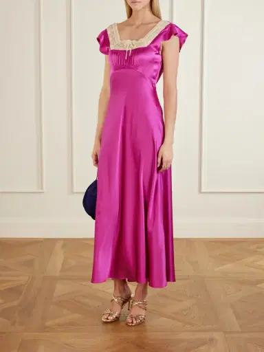 DÔEN Corina Lace-trimmed Silk-satin Midi Dress | Thumbnail 2 DÔEN Corina Lace-trimmed Silk-satin Midi Dress | Thumbnail 2