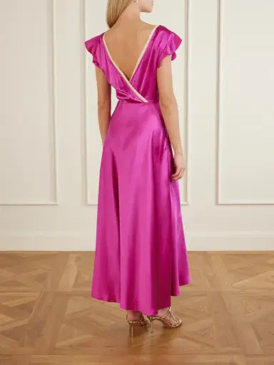 DÔEN Corina Lace-trimmed Silk-satin Midi Dress | Thumbnail 3 DÔEN Corina Lace-trimmed Silk-satin Midi Dress | Thumbnail 3