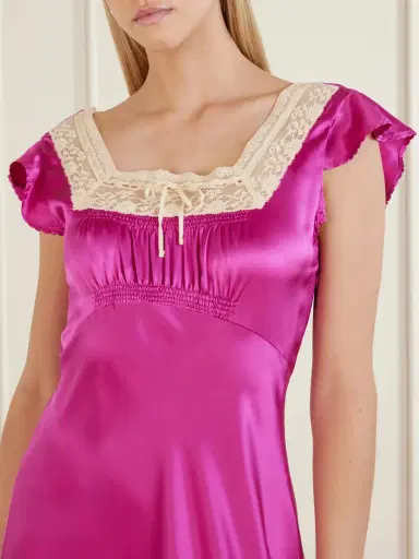 DÔEN Corina Lace-trimmed Silk-satin Midi Dress | Thumbnail 4 DÔEN Corina Lace-trimmed Silk-satin Midi Dress | Thumbnail 4