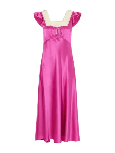 DÔEN Corina Lace-trimmed Silk-satin Midi Dress | Thumbnail 1 DÔEN Corina Lace-trimmed Silk-satin Midi Dress | Thumbnail 1