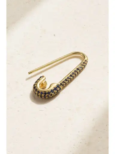 Anita Ko Safety Pin 18-karat Gold Sapphire Earring | Thumbnail 3 Anita Ko Safety Pin 18-karat Gold Sapphire Earring | Thumbnail 3
