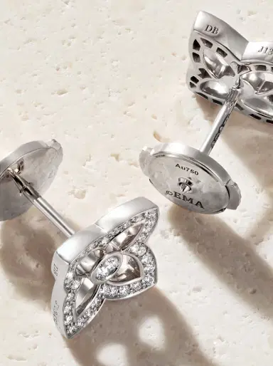 De Beers London Lotus By De Beers 18-karat White Gold Diamond Earrings | Thumbnail 3 De Beers London Lotus By De Beers 18-karat White Gold Diamond Earrings | Thumbnail 3