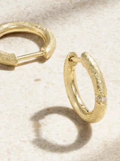 Yvonne Léon 9-karat Gold Diamond Hoop Earrings | Thumbnail 3 Yvonne Léon 9-karat Gold Diamond Hoop Earrings | Thumbnail 3