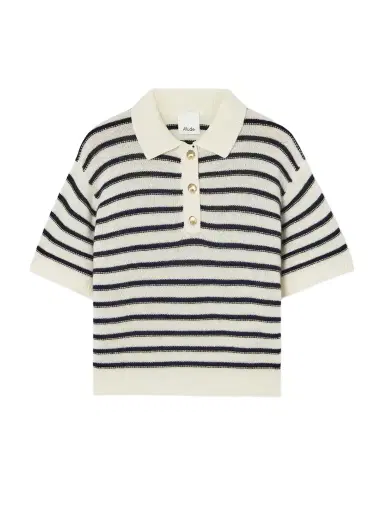 Allude Striped Wool And Cashmere-blend Polo Sweater | Thumbnail 1 Allude Striped Wool And Cashmere-blend Polo Sweater | Thumbnail 1