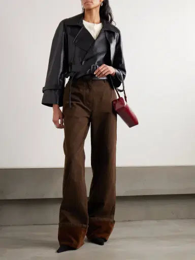 Nour Hammour Hatti Cropped Belted Leather Jacket | Thumbnail 2 Nour Hammour Hatti Cropped Belted Leather Jacket | Thumbnail 2
