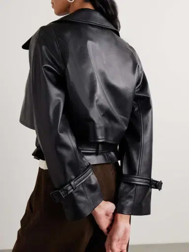 Nour Hammour Hatti Cropped Belted Leather Jacket | Thumbnail 4 Nour Hammour Hatti Cropped Belted Leather Jacket | Thumbnail 4