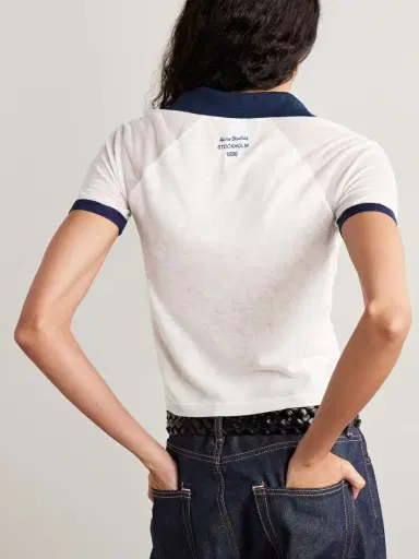 Acne Studios Color-block Lyocell And Wool-blend Jersey Polo Shirt | Thumbnail 3 Acne Studios Color-block Lyocell And Wool-blend Jersey Polo Shirt | Thumbnail 3