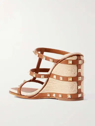 Valentino Garavani Rockstud 100 Leather Wedge Espadrille Sandals | Thumbnail 3 Valentino Garavani Rockstud 100 Leather Wedge Espadrille Sandals | Thumbnail 3