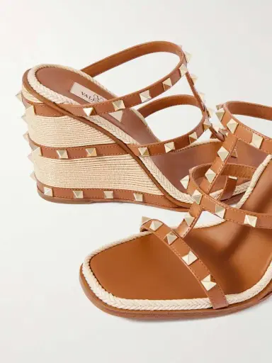 Valentino Garavani Rockstud 100 Leather Wedge Espadrille Sandals | Thumbnail 4 Valentino Garavani Rockstud 100 Leather Wedge Espadrille Sandals | Thumbnail 4