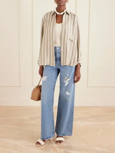Frame The Loose Distressed Low-rise Wide-leg Jeans | Thumbnail 2 Frame The Loose Distressed Low-rise Wide-leg Jeans | Thumbnail 2