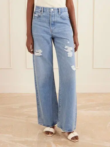 Frame The Loose Distressed Low-rise Wide-leg Jeans | Thumbnail 3 Frame The Loose Distressed Low-rise Wide-leg Jeans | Thumbnail 3