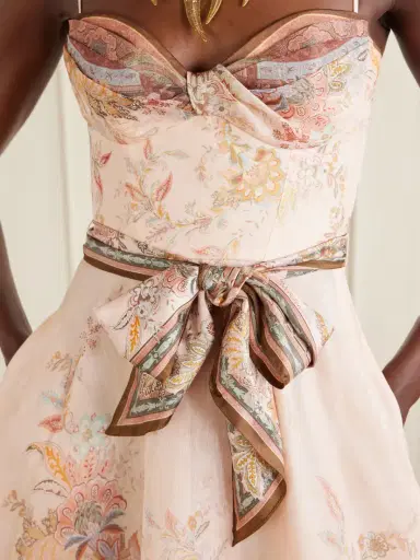 Zimmermann Printed Tie-detailed Linen And Silk-blend Midi Dress | Thumbnail 4 Zimmermann Printed Tie-detailed Linen And Silk-blend Midi Dress | Thumbnail 4