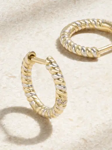 Yvonne Léon 9-karat Yellow And White Gold Diamond Hoop Earrings | Thumbnail 3 Yvonne Léon 9-karat Yellow And White Gold Diamond Hoop Earrings | Thumbnail 3