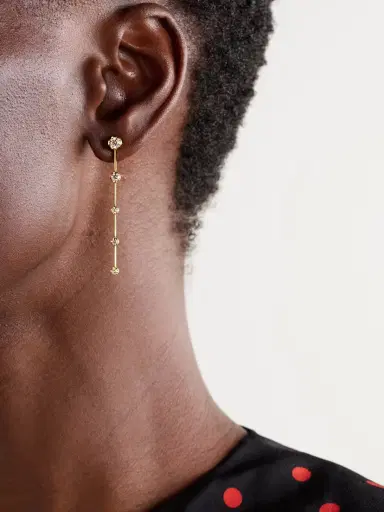 Jennifer Meyer Linear 5 Illusion 18-karat Gold Diamond Earrings | Thumbnail 2 Jennifer Meyer Linear 5 Illusion 18-karat Gold Diamond Earrings | Thumbnail 2