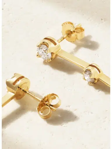 Jennifer Meyer Linear 5 Illusion 18-karat Gold Diamond Earrings | Thumbnail 3 Jennifer Meyer Linear 5 Illusion 18-karat Gold Diamond Earrings | Thumbnail 3