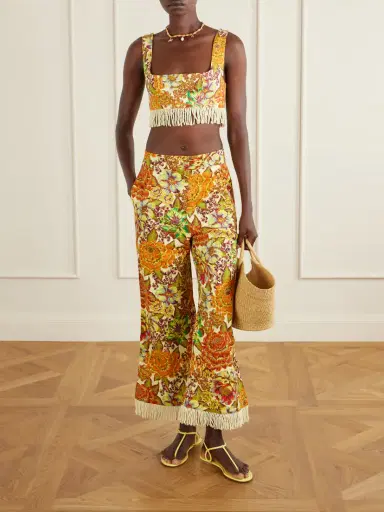 ALÉMAIS Lana Fringed Floral-print Linen Flared Pants | Thumbnail 2 ALÉMAIS Lana Fringed Floral-print Linen Flared Pants | Thumbnail 2