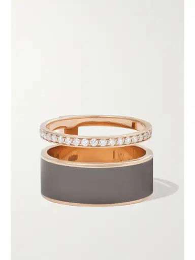 Repossi Berbere 18-karat Rose Gold, Lacquer And Diamond Ring | Thumbnail 1 Repossi Berbere 18-karat Rose Gold, Lacquer And Diamond Ring | Thumbnail 1