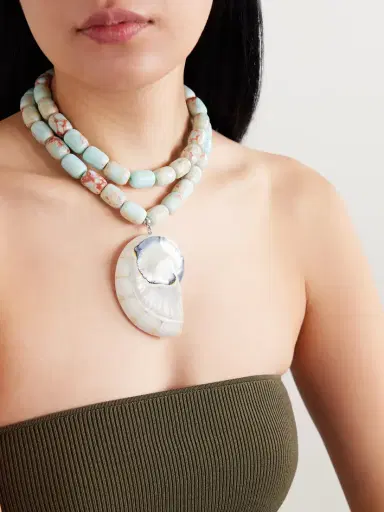 Julietta Nautilus Rhodium-plated, Resin, Agate And Shell Necklace | Thumbnail 2 Julietta Nautilus Rhodium-plated, Resin, Agate And Shell Necklace | Thumbnail 2