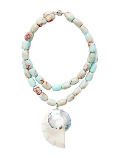 Julietta Nautilus Rhodium-plated, Resin, Agate And Shell Necklace | Thumbnail 1 Julietta Nautilus Rhodium-plated, Resin, Agate And Shell Necklace | Thumbnail 1
