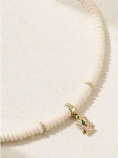 Jacquie Aiche Thunderbird 14-karat Gold, Bone, Diamond And Emerald Necklace | Thumbnail 4 Jacquie Aiche Thunderbird 14-karat Gold, Bone, Diamond And Emerald Necklace | Thumbnail 4
