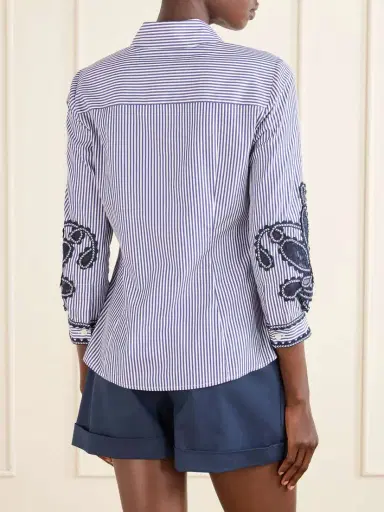 Carolina Herrera Embroidered Striped Cotton-poplin Shirt | Thumbnail 4 Carolina Herrera Embroidered Striped Cotton-poplin Shirt | Thumbnail 4