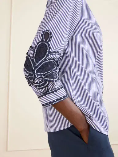 Carolina Herrera Embroidered Striped Cotton-poplin Shirt | Thumbnail 5 Carolina Herrera Embroidered Striped Cotton-poplin Shirt | Thumbnail 5