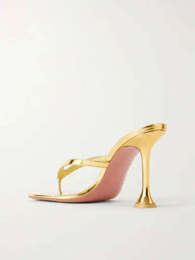 Amina Muaddi Juliette 95 Metallic Leather Thong Sandals | Thumbnail 3 Amina Muaddi Juliette 95 Metallic Leather Thong Sandals | Thumbnail 3