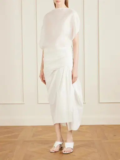 Khaite Shay Tie-detailed Draped Cotton-poplin Wrap Midi Skirt | Thumbnail 2 Khaite Shay Tie-detailed Draped Cotton-poplin Wrap Midi Skirt | Thumbnail 2