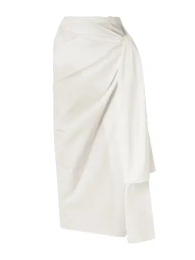 Khaite Shay Tie-detailed Draped Cotton-poplin Wrap Midi Skirt | Thumbnail 1 Khaite Shay Tie-detailed Draped Cotton-poplin Wrap Midi Skirt | Thumbnail 1