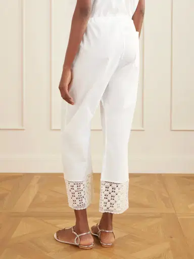 Calle Del Mar Heriloom Lace-trimmed Cotton-poplin Wide-leg Pants | Thumbnail 3 Calle Del Mar Heriloom Lace-trimmed Cotton-poplin Wide-leg Pants | Thumbnail 3