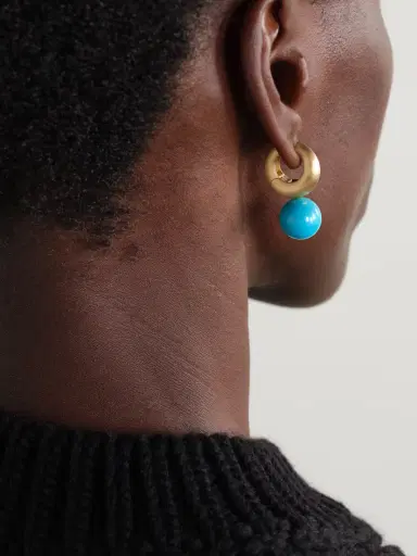 Irene Neuwirth Gumball Puffed Huggies 18-karat Gold Turquoise Earrings | Thumbnail 2 Irene Neuwirth Gumball Puffed Huggies 18-karat Gold Turquoise Earrings | Thumbnail 2