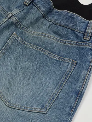 Alaïa Layered Jersey-trimmed Wide-leg Jeans | Thumbnail 5 Alaïa Layered Jersey-trimmed Wide-leg Jeans | Thumbnail 5