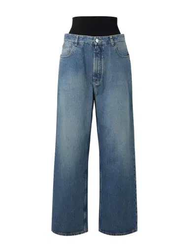 Alaïa Layered Jersey-trimmed Wide-leg Jeans | Thumbnail 1 Alaïa Layered Jersey-trimmed Wide-leg Jeans | Thumbnail 1