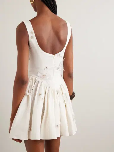 Agua by Agua Bendita Lima Embellished Appliquéd Linen Mini Dress | Thumbnail 3 Agua by Agua Bendita Lima Embellished Appliquéd Linen Mini Dress | Thumbnail 3
