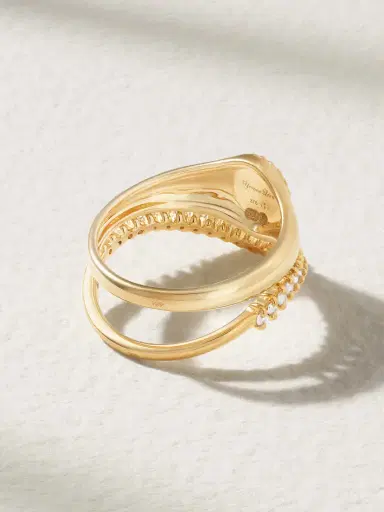 Yvonne Léon Mini Chevalière + Alliance Set Of Two 9-karat Gold Diamond Signet Rings | Thumbnail 3 Yvonne Léon Mini Chevalière + Alliance Set Of Two 9-karat Gold Diamond Signet Rings | Thumbnail 3