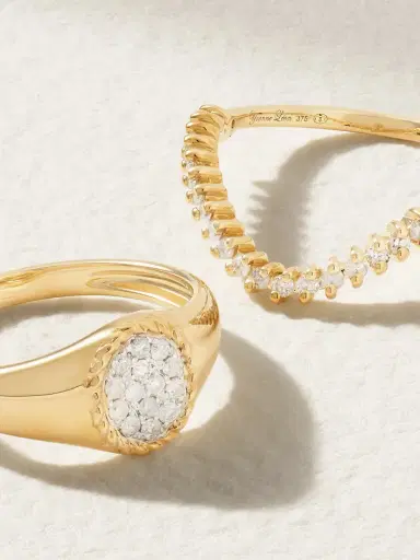 Yvonne Léon Mini Chevalière + Alliance Set Of Two 9-karat Gold Diamond Signet Rings | Thumbnail 4 Yvonne Léon Mini Chevalière + Alliance Set Of Two 9-karat Gold Diamond Signet Rings | Thumbnail 4