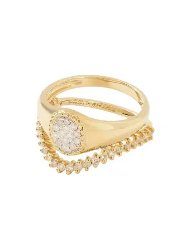 Yvonne Léon Mini Chevalière + Alliance Set Of Two 9-karat Gold Diamond Signet Rings | Thumbnail 1 Yvonne Léon Mini Chevalière + Alliance Set Of Two 9-karat Gold Diamond Signet Rings | Thumbnail 1