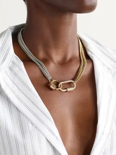 Marla Aaron Sterling Silver, 18-karat Yellow And Rose Gold Necklace | Thumbnail 2 Marla Aaron Sterling Silver, 18-karat Yellow And Rose Gold Necklace | Thumbnail 2