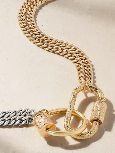 Marla Aaron Sterling Silver, 18-karat Yellow And Rose Gold Necklace | Thumbnail 4 Marla Aaron Sterling Silver, 18-karat Yellow And Rose Gold Necklace | Thumbnail 4