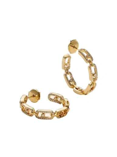 Messika Small Move Link 18-karat Gold Diamond Hoop Earrings | Thumbnail 1 Messika Small Move Link 18-karat Gold Diamond Hoop Earrings | Thumbnail 1