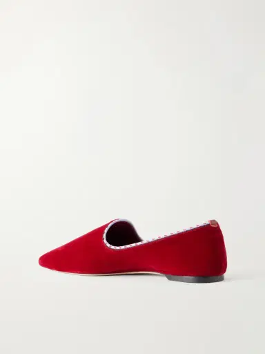 TOTEME Venetian Leather-trimmed Velvet Loafers | Thumbnail 3 TOTEME Venetian Leather-trimmed Velvet Loafers | Thumbnail 3