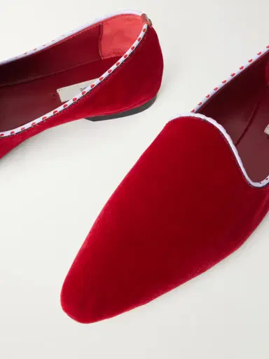TOTEME Venetian Leather-trimmed Velvet Loafers | Thumbnail 5 TOTEME Venetian Leather-trimmed Velvet Loafers | Thumbnail 5