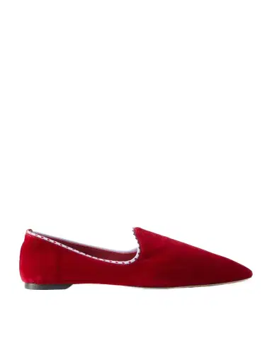 TOTEME Venetian Leather-trimmed Velvet Loafers | Thumbnail 1 TOTEME Venetian Leather-trimmed Velvet Loafers | Thumbnail 1