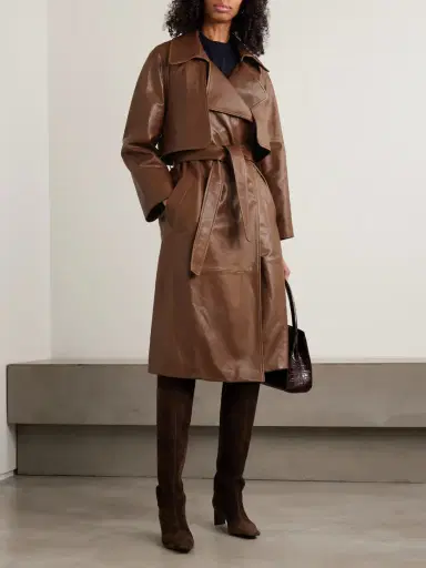 Nour Hammour Cisely Belted Leather Trench Coat | Thumbnail 2 Nour Hammour Cisely Belted Leather Trench Coat | Thumbnail 2